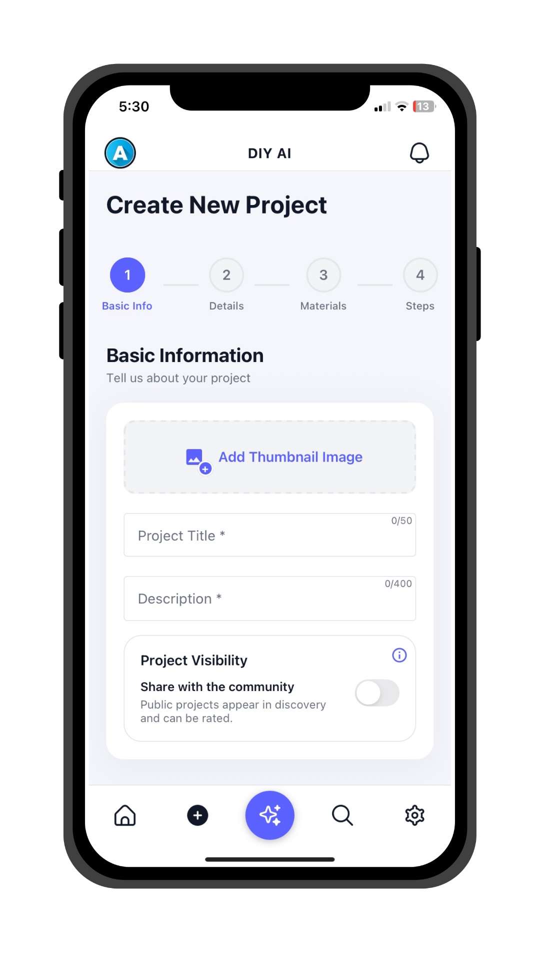 DIYAI Create Project - Light Mode